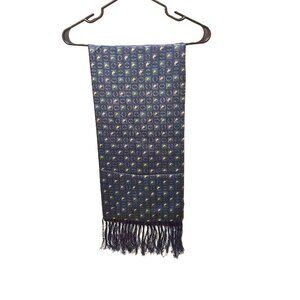 Vintage 1980s Nautical 100% Silk Scarf – Lifebuoys & Dolphins Beach Vacation